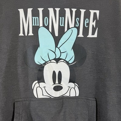 Disney Minnie Mouse Hoodie Womens Large Gray Sweatshirt