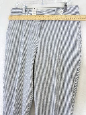 Talbots Seersucker Pants 8 Tapered Ankle Market Stripe Blue Womens New NWT