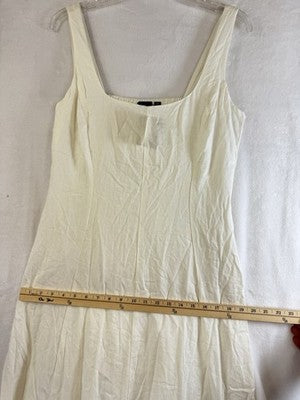 Gap Linen Blend Maxi Dress Medium Women Ivory Sleeveless Fit & Flare Long New
