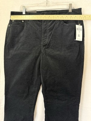 Lauren Ralph Lauren Corduroy Pants 14 Womens Black Mid Rise Straight Leg New NWT