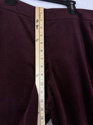 Talbots Velveteen Pants 10 Curvy Burgundy Side Zip Women’s