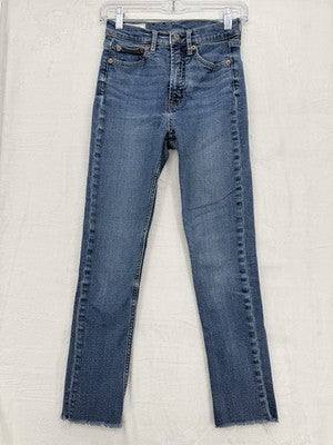 Gap Vintage Slim High Rise Jeans 25 0 Womens Blue Raw Hem Denim