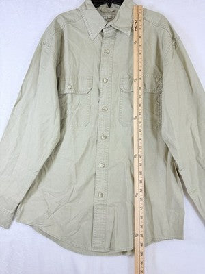 LL Bean Sunwashed Canvas Shirt Small Mens Button Up Traditional Fit Green