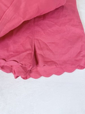 Gap Kids Linen Skort Medium 8 Girls Scallop Melon Pink Skirt W/ Shorts New