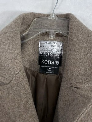 Kensie Pea Coat Large Double Breasted Tan Beige Womens