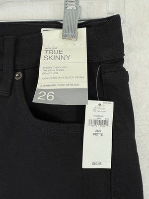 Gap High Rise True Skinny Jeans 26 2 Petite Womens Black Denim New NWT