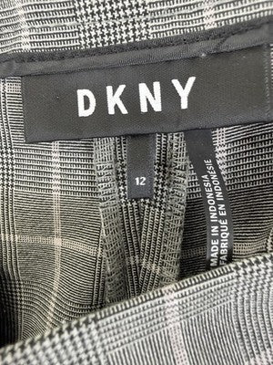 DKNY Dress Pants Womens 12 Gray Plaid High Rise Side Zip