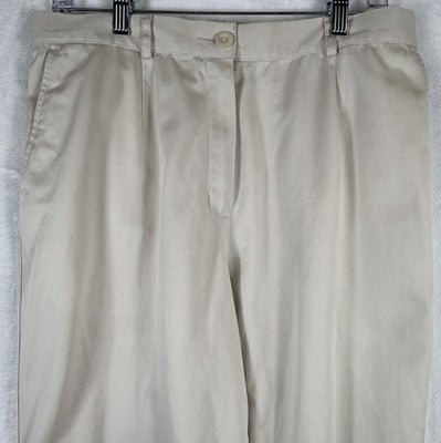 LL Bean Chino Pants Womens 16 Petite Original Fit Beige Khakis High Rise Cotton