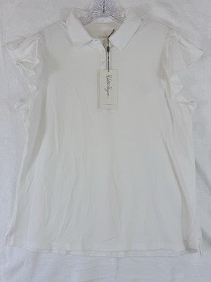Walter Hagen Golf Polo XL Womens Flutter Sleeve White New NWT