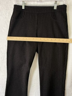 Max Studio Pants Medium Black Pinstriped Knit Pull On Striped Womens