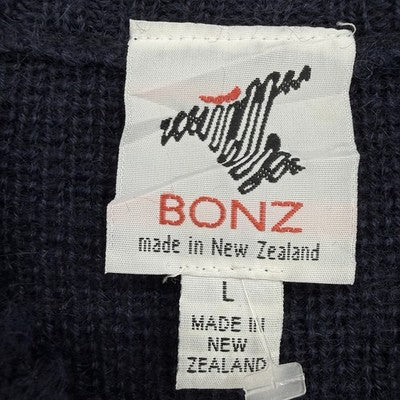 Bonz Sweater Vest Large Mens 100% Alpaca Full Zip Sleeveless Cardigan Navy Blue