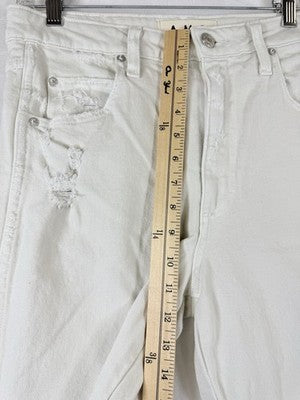 Amo Bella Jeans 30 Ivory White Oak Denim Raw Hem Womens