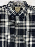 LL Bean Scotch Plaid Flannel Shirt Mens Large Navy Blue Button Down Long Sleeve