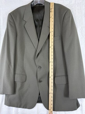 Vintage Burberry Blazer 44R Green 100% Wool 2 Button Mens *Read