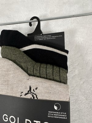 GoldToe Dress Crew Socks Men 6-12.5 Beige Green Black Palm Trees 3 Pack NEW