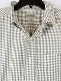 LL Bean Shirt Men Large Short Sleeve Wrinkle Resistant Green Beige Button Up