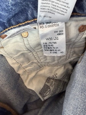 Levis 501 Skateboarding Jeans Mens Button Fly Strong 30x32 Blue Straight Leg