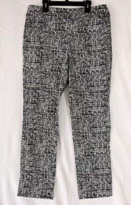 Marla Wynne Pants 12 Pull On Black White Ankle MarlaWynne Tummy Control