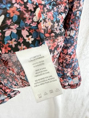 Kut From The Kloth Tops Small Long Sleeve Floral Sheer Button Up Womens