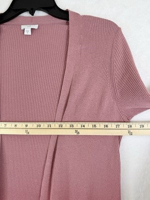 J Jill Cardigan Sweater XS Long Sleeve Open Front Rose Pink Pockets Womens