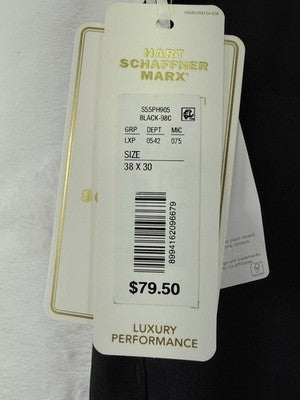 Hart Schaffner Marx Luxury Performance Pants 38x30 Black Golf Mens New NWT