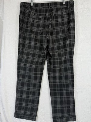 Ann Taylor Loft The Devin Slim Pants 10 Black Gray Plaid Womens
