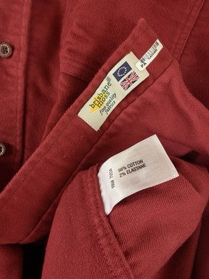 Orvis Chamois Shirt Medium Red Button Down Mens Long Sleeve Brisbane Moss
