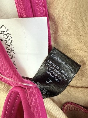 Frederik’s Of Hollywood Swimsuit Large One Piece Pink Plunging V Neck New NWT