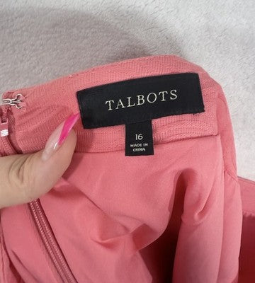 Talbots Skirt 16 Pink Textured Short Pencil A-Line Womens