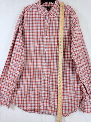 Gap Classic Fit Shirt Large Red Blue Check Poplin Button Down Mens Long Sleeve