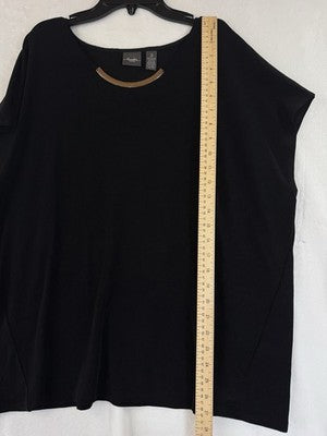 Chicos Travelers Size 3 Top Black Sleeveless Slinky Womens XL