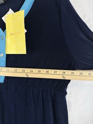 Citiknits Large Top Navy Blue Long Sleeve Empire Waist Womens USA Slinky New NWT