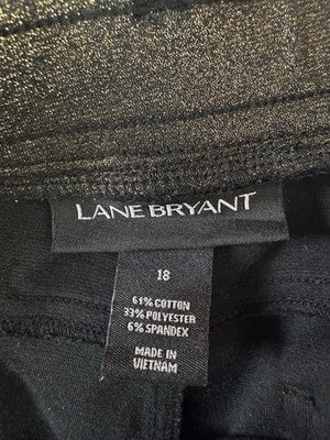 Lane Bryant 18 Pants Pull On Knit Black Gold Skinny Plus Size Womens