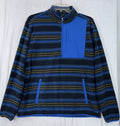 Duluth Trading Large Men’s Fleece 1/4 Zip Pullover Blue Striped Mock Neck