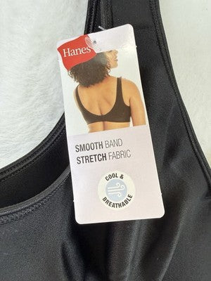 Hanes Bra Large Black Smooth Comfort Wire Free MHW796 Womens New NWT