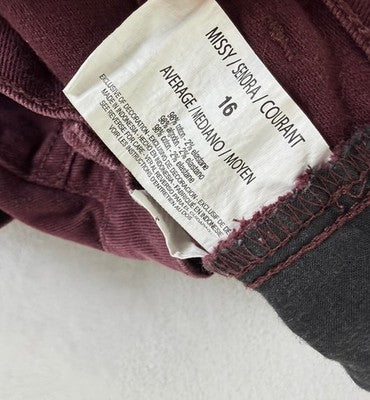 Gloria Vanderbilt Amanda Jeans 16 Average Missy Burgundy Red Womens