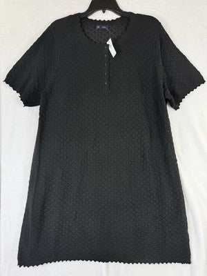 Gap Linen Blend Pointelle Dress XL Womens Black