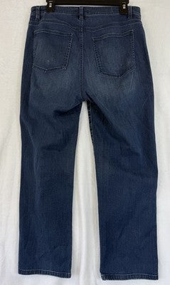 Eileen Fisher Jeans 8 Straight Leg Stretch Denim Blue Organic Cotton Denim