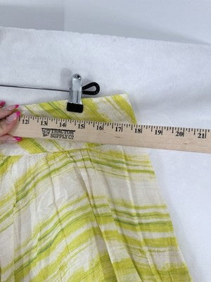 Talbots Skirt 14 Petite Yellow Print 100% Cotton A-Line Circle Womens 14P