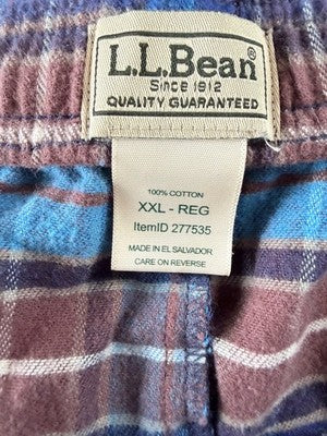 LL Bean Flannel Pajama Pants Mens XXL Blue Plaid Pajamas Pjs Sleep