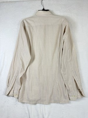 Yves Saint Laurent Shirt Button Up 14.5 32/33 Mens Beige Striped YSL Vintage