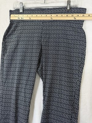 Christopher Banks Signature Slimming Pants 8 Knit Pull On Blue Print Womens