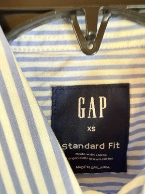 Gap Standard Fit Shirt XS Mens Blue Button Up Long Sleeve Cotton Poplin New NWT