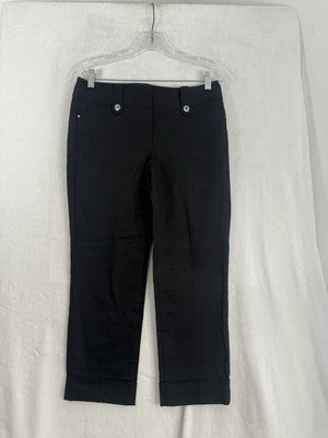 White House Black Market Crop Pants Black Cotton Stretch Womens WHBM NWT