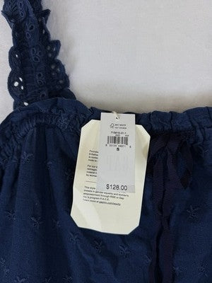 Gap × DÔEN Eyelet Shift Mini Dress Small Women Blue Sleeveless Short Doen New