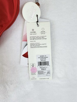 Calia Bikini Bottom Medium Red High Rise Wide Band Womens Swim Swimwear New NWT