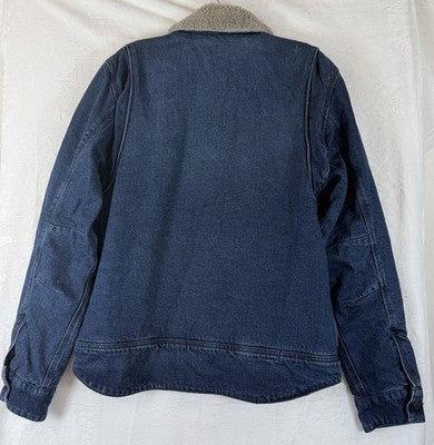 Carhartt Denim Sherpa Lined Jacket Relaxed Fit Mens Small Blue Jean Coat