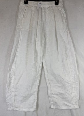 Gap Cotton Gauze Easy Barrel Leg Pants Small Women White Pull On Pockets New NWT