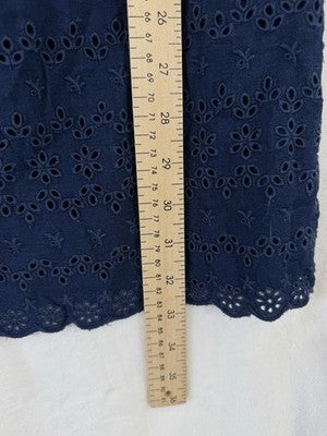 Gap × DÔEN Eyelet Shift Mini Dress Small Women Blue Sleeveless Short Doen New