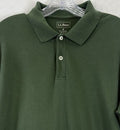 LL Bean Polo Shirt Medium Mens Green Short Sleeve 100% Cotton